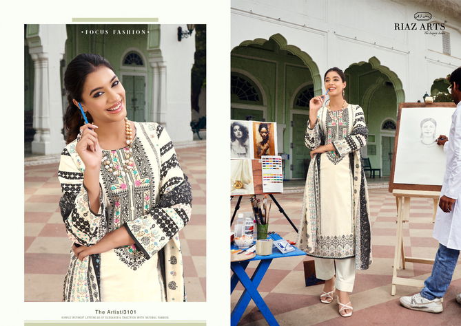 The Artist By Riaz Arts Printed Lawn Karachi Cotton Dress Material Wholesale Shop In Surat
